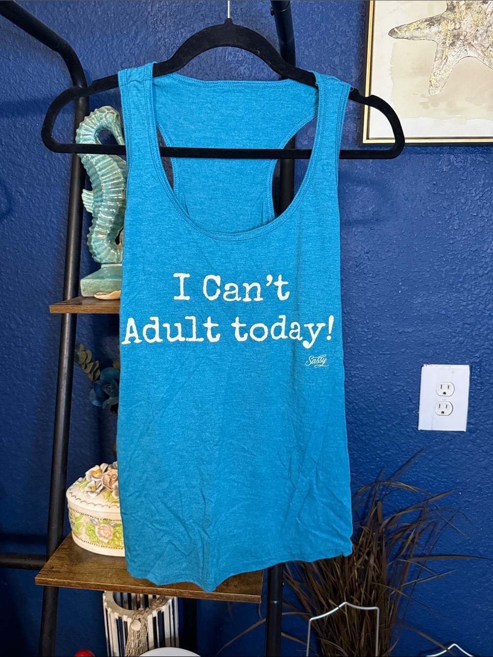 Women's Teal Racerback Tank - "I Can't Adult Today!"